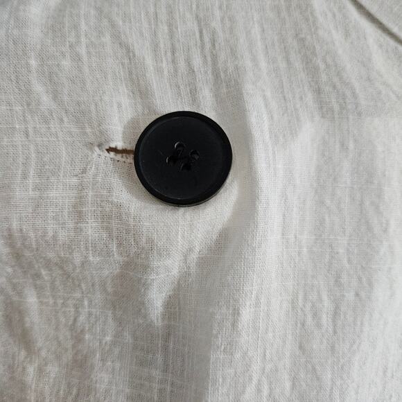 Sleeveless White Swim Coverup Tunic Dress Black Button Accents Crossover Neck - Picture 8 of 12